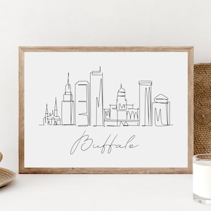 Buffalo City Skyline Wall Art, Printable Buffalo Poster, Black And White NY City Skyline, Buffalo Cityscape, Buffalo Gift, Digital Download