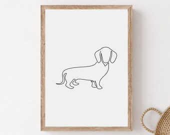 Minimalist Dachshund Wall Art, Printable Dachshund Poster, Dog Nursery Decor, Dog Wall Print, Dachshund Gift, Dog Outline, Digital Download