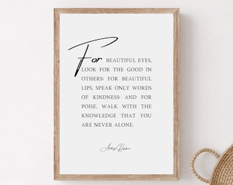 Audrey Hepburn Quote Print, Inspirational Wall Art (Digital Download)