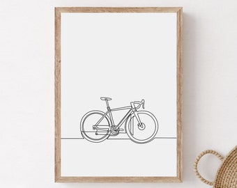 Minimalist Bicycle Line Art Print, Cyclist Gift (Digital Download)