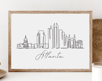 Minimalist Atlanta Skyline Art, Cityscape Wall Print (Digital Download)