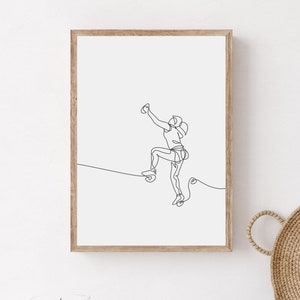 Frau Bouldering Wandkunst, minimalistische Boulderer Poster, Wandklettern Wandkunst, Extremsportliebhaber, minimalistisches Bouldering Geschenk für Sie