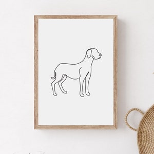 Deutsche Dogge Wandkunst, druckbare Dogge Poster, minimalistische Dogge Linie Kunst, moderne Hunde Druck, Tier Linie Kunst, niedliches Hunde Poster