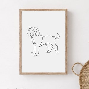 Simpatica arte da parete Beagle, poster stampabile di Beagle, linea arte minimalista per cani, stampa moderna per animali domestici, download digitale di cani, regalo Beagle, decorazione domestica