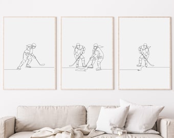Girl Hockey Player Line Art Print Set, Modern Wall Decor (Digital Download)