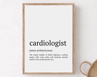 Cardiologist Gift, Cardiologist Definition Wall Print, Printable Cardiologist Office Wall Art, Cardiology Gifts, Medical Office Poster