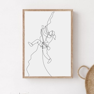 Arte de parede de escalada de mulher minimalista, impressão de parede de escalada, arte de alpinista, decoração de escalada, arte de parede de montanhismo, download digital