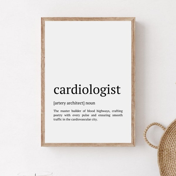 Cardiologist Gift, Cardiologist Definition Wall Print, Printable Cardiologist Office Wall Art, Cardiology Gifts, Medical Office Poster