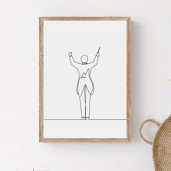 Music Conductor Wall Print, Minimalist Conductor Line Art, Orchestra Conductor Gift, Printable Conductor Wall Art, Orchestra Wall Print