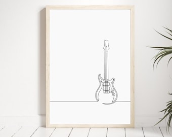 Minimalistyczny wydruk graficzny z linią gitary elektrycznej (do pobrania w wersji cyfrowej)