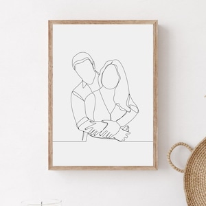 Couple Line Art Print, Couple Wall Art, Printable Romantic Poster, Couple Anniversary Gift, Living Room Decor, Romantic Art Poster, Love Art