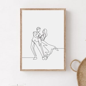 Minimalist Waltz Line Art Print, Ballroom Dance Poster (Digital Download)