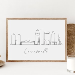 Louisville Skyline Wall Art, Louisville City Poster, Louisville Print, Kentucky City Home Decor, afdrukbare, digitale download van de Verenigde Staten