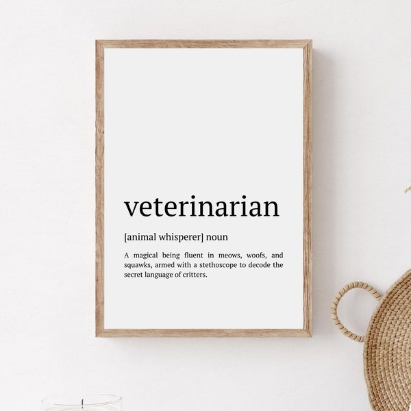 Veterinarian Gift, Veterinarian Definition Print, Funny Veterinary Student Wall Art, Printable Veterinarian Poster, Veterinary Clinic Decor