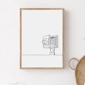 Vintage Foldout Camera Wall Art, Printable Retro Camera Wall Print, Minimalist Vintage Poster, Fine Line Art Drawing, Nostalgic Camera