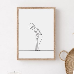 Minimalist Microphone Line Art Print, Singer Gift (Digital Art)