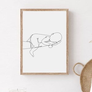 Arte de pared de bebé en mano, cartel minimalista de nuevo bebé, impresión de nueva mamá, regalo de obstetra, regalo de oficina de partera, cartel de arte de oficina de doula imprimible