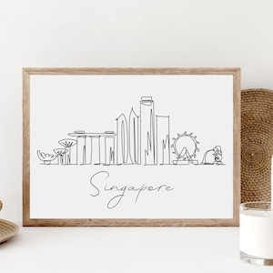 Singapore Skyline Wall Print, Printable Singapore City Poster, Minimalist Singapore Line Art, Singapore Gift, Digital Download, Home Decor