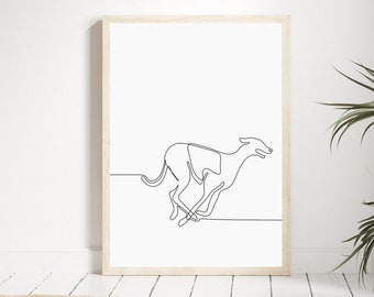 Minimalist Greyhound Line Art Print, Dog Lover Gift (Digital Download)