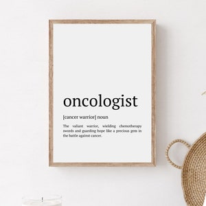 Cadeau d'oncologue, impression de mur de définition d'oncologue, art mural drôle d'oncologie, affiche imprimable de bureau d'oncologue, cadeau de remerciement d'oncologue