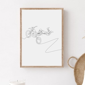 Minimalist Motocross Rider Wall Art, Printable Dirt Bike Poster, Motocross Gift, Motorcycle Racing Wall Print, Motor Sports Gift For Him