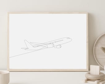 Airplane Line Drawing Print, Aviation Wall Art (Digital Download)