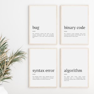 Funny Computer Science Definition Prints, Fun Software Engineer Office Wall Art, Printable Computer Science Classroom Posters, IT Student