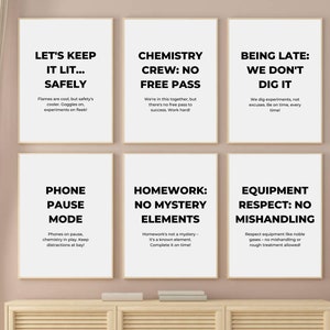 Funny Chemistry Classroom Wall Decor, Printable Chemistry Class Wall Art Bundle, Chemistry Rules Wall Print, Chemistry Teacher School Gift