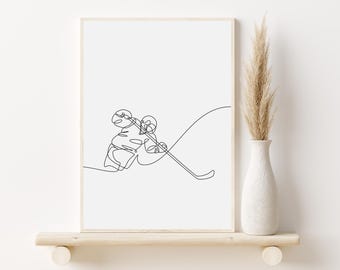 Minimalist Hockey Line Art Print, Teen Boy Room Decor (Digital Download)