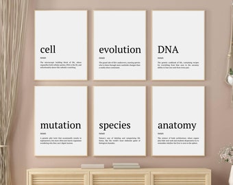 Funny Biology Classroom Wall Decor, Biology Definition Prints, Biology Teacher Gift, Biologist Gift, Printable Biology Class Wall Art Bundle