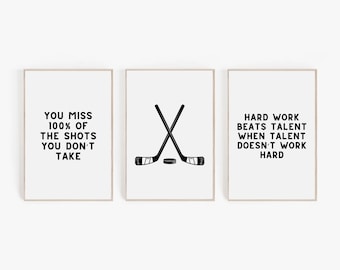 Hockey Wall Art Print Set, Motivational Quotes (Digital Download)
