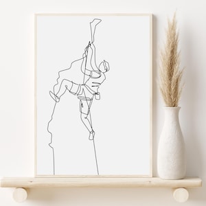 Minimalist Male Wall Climber Wall Art, Climbing Wall Print, Climber Poster, Rock Climbing Decor, Mountaineering Wall Art, Climbing Gift