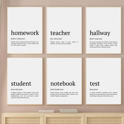 Pósteres divertidos con definiciones para el aula de secundaria, regalo para profesores (PDF)
