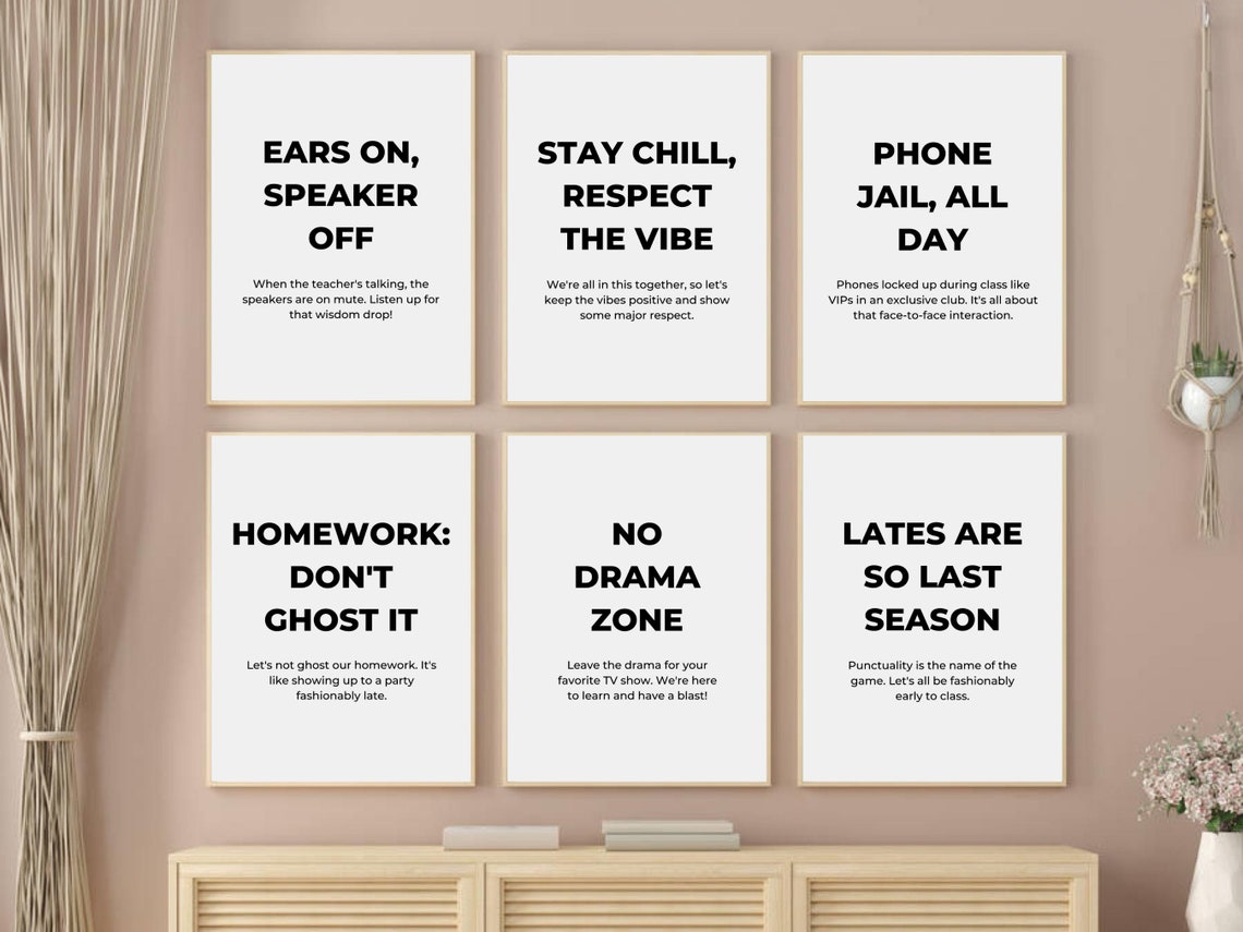 Funny Classroom Rules, Printable Classroom Wall Art, Teacher Gift