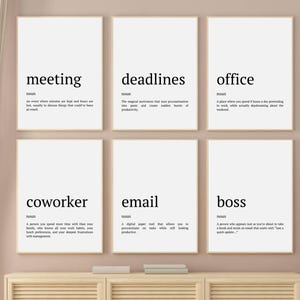 Funny Office Decor, Printable Office Definition Wall Art, Home Office Gallery Wall, Fun Work Poster Set, Humorous Coworker Gift, Boss Gift