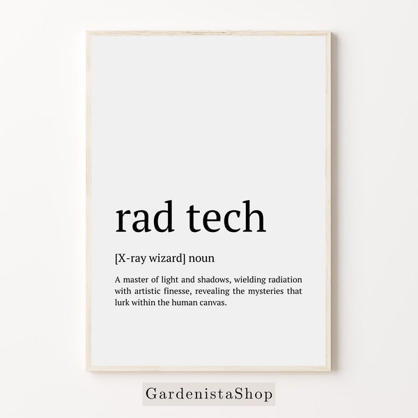 Radiology Technologist Gift, Rad Tech Definition Wall Print, Funny Rad Tech Wall Art, Printable Radiology Technologist Office Poster