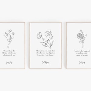 Psychology Office Decor, Carl Jung Quote Set Of Three, Printable Therapy Office Wall Art, Minimalist Psychology Quote Set, Psychologist Gift