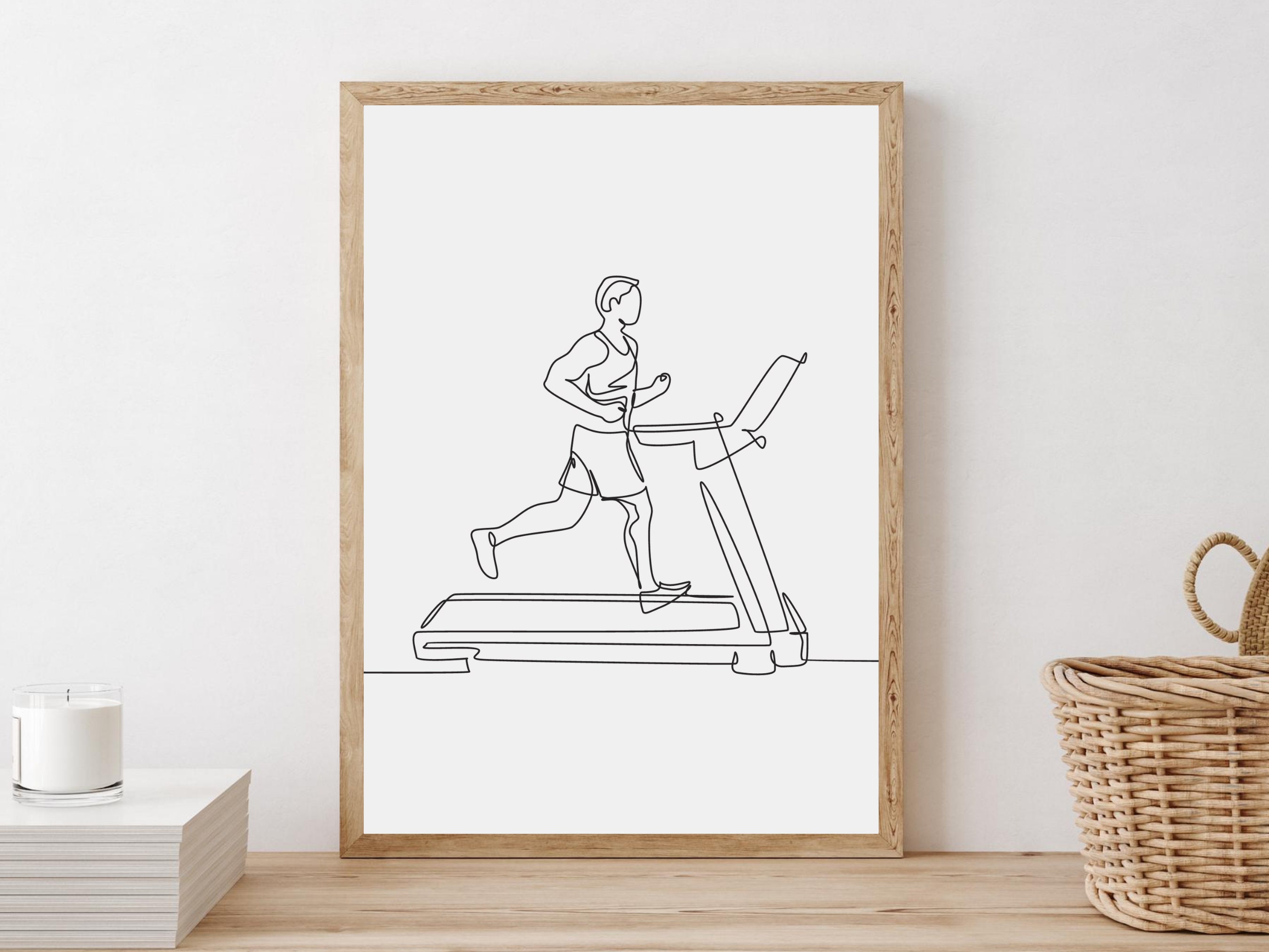 Home Gym Decoration, Minimalist Working Out Wall Print, Black and White