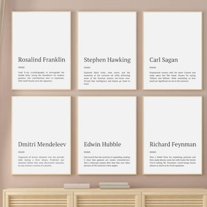 Fun Science Gift, Modern Science Classroom Poster Set, Minimalist School Decor, Humorous Scientist Definition Prints, Famous Scientists Art