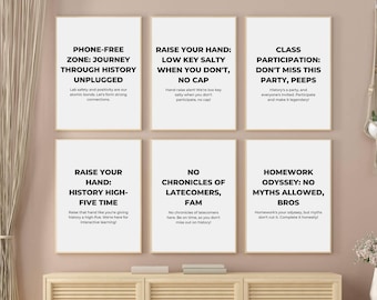 Funny World History Class Rules Posters | Social Studies Slang Bulletin ...