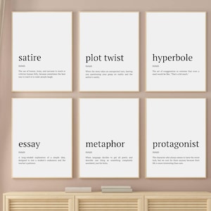 Funny English Language And Literature Classroom Decor, School Definition Wall Print, Printable English Class Posters, English Teacher Gift