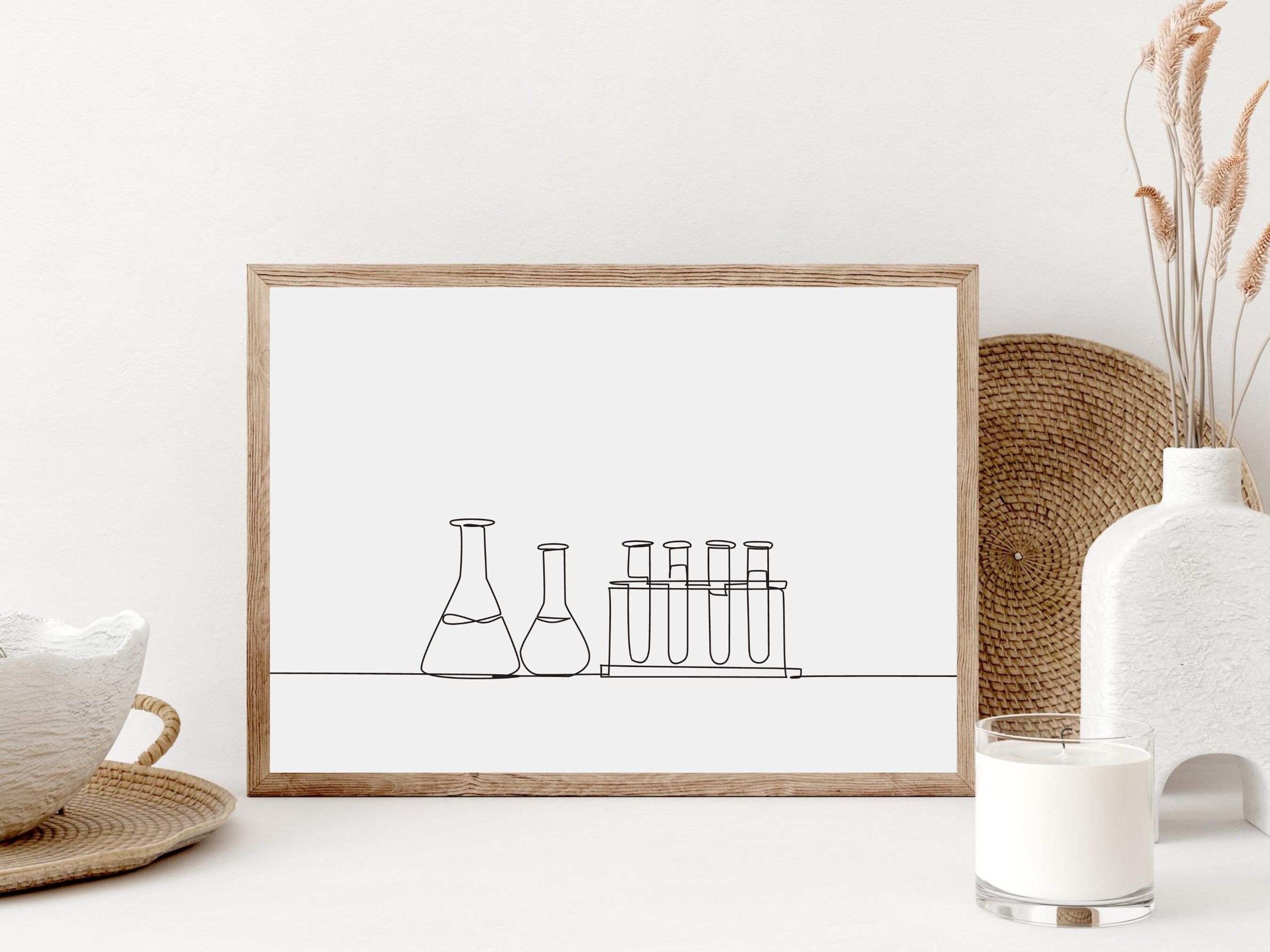 Minimalist Chemistry Line Art Print, Laboratory Equipment (digital Download) - Etsy