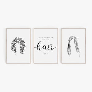 Modern Hair Salon Wall Art, Hairdresser Gift, Minimalist Hair Salon Decor, Beauty Salon Prints, Printable Hairstylist Poster Set, Hair Gift