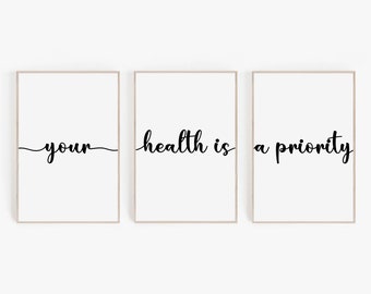 Health Quote Wall Art, Minimalist Doctor's Office Decor (PDF & JPG)