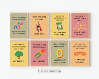 Funny Math Puns Poster Set, Classroom Decor (Digital Download)
