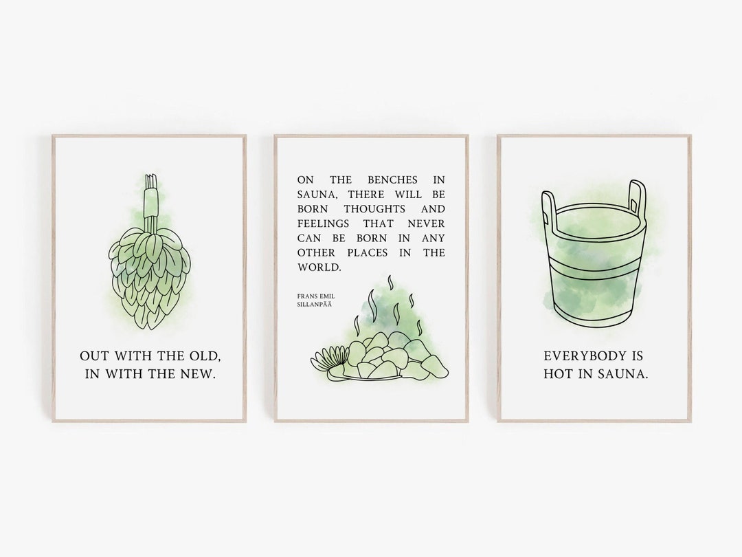 Sauna Quote Wall Art Set of Three, Sauna Accessories, Printable Sauna