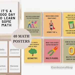 Math Classroom Poster Mega Bundle, 40 Mathematics Wall Art, Printable Maths Wall Print Set, Math Teacher Gift, Funny School Wall Prints