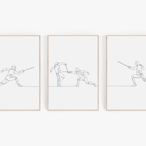 Ensemble d’art mural d’escrime minimaliste de 3, affiche d’escrimeur imprimable, cadeau d’escrime, lot d’impression de sport minimaliste, impression d’escrime, téléchargement numérique
