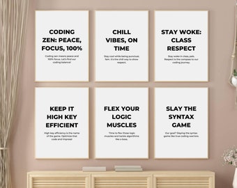 Divertidos pósteres para el aula de informática, regalo para profesores de tecnología (descarga digital)