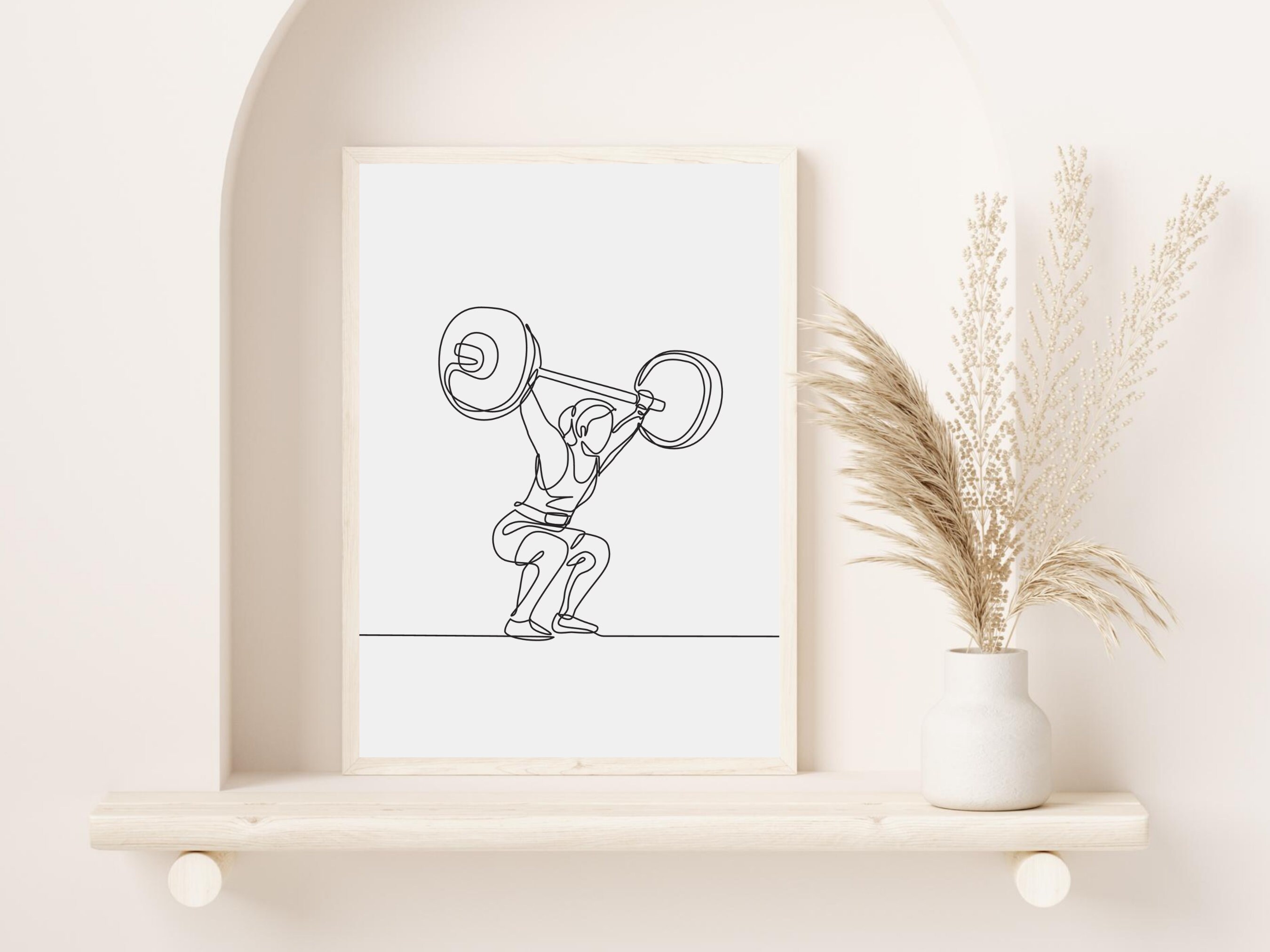 Home Gym Decoration, Minimalist Working Out Wall Print, Black and White